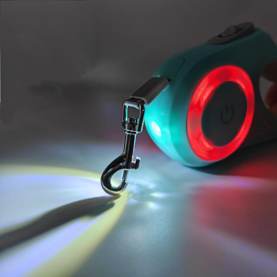 Einziehbare Hundeleine mit zwei Lichtfunktionen