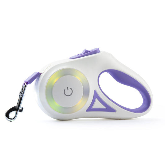 Retractable dog leash with dual light functions