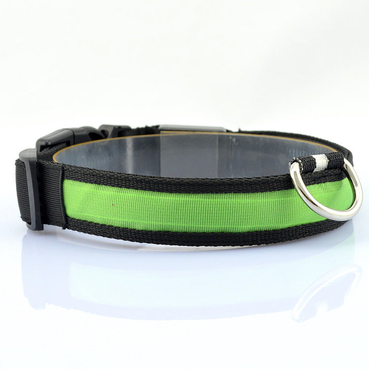 Adjustable dog collar with LED light and reflex