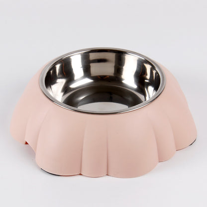 Stainless steel food bowl with sturdy base