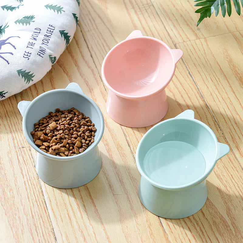 Raised food bowl on foot in sweet colors