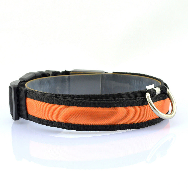 Adjustable dog collar with LED light and reflex