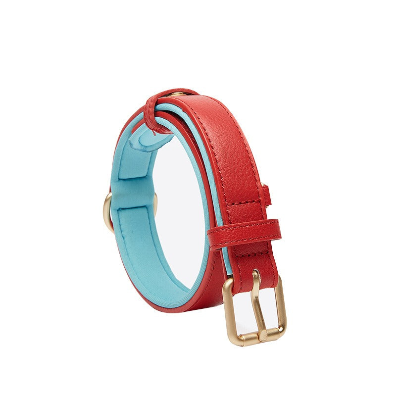 Luxurious two-tone leather dog collar with personal engraving