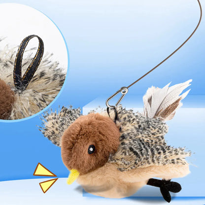 Singing sparrow with flapping wings and motion sensor recharges with USB