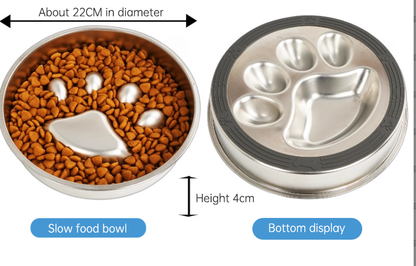 Slow feeder stainless steel food bowl