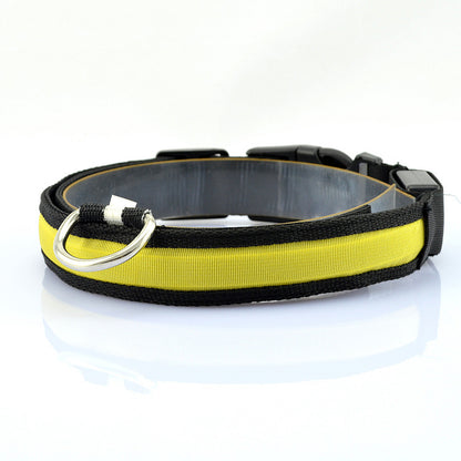 Adjustable dog collar with LED light and reflex