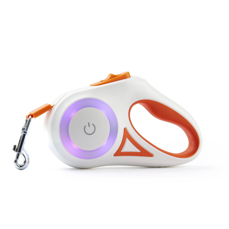 Retractable dog leash with dual light functions