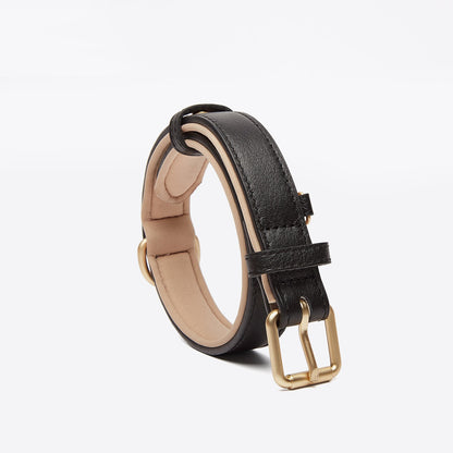 Luxurious two-tone leather dog collar with personal engraving
