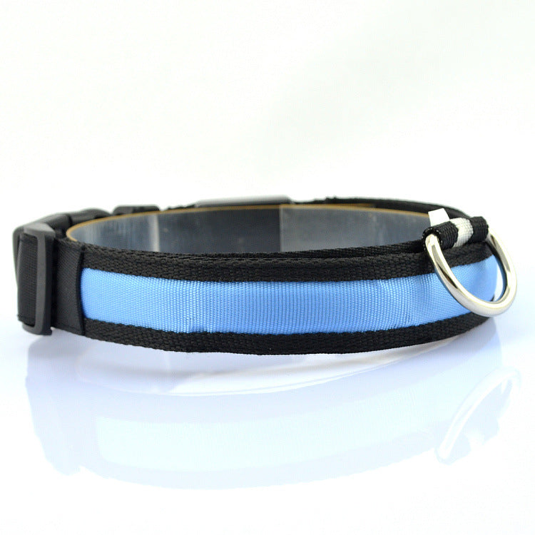 Adjustable dog collar with LED light and reflex