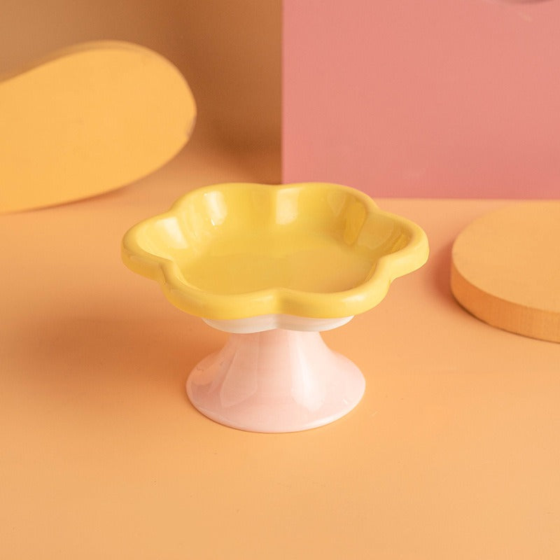 Three-colored ceramic flower bowl