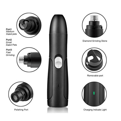 Quiet electric nail file with 3 ports