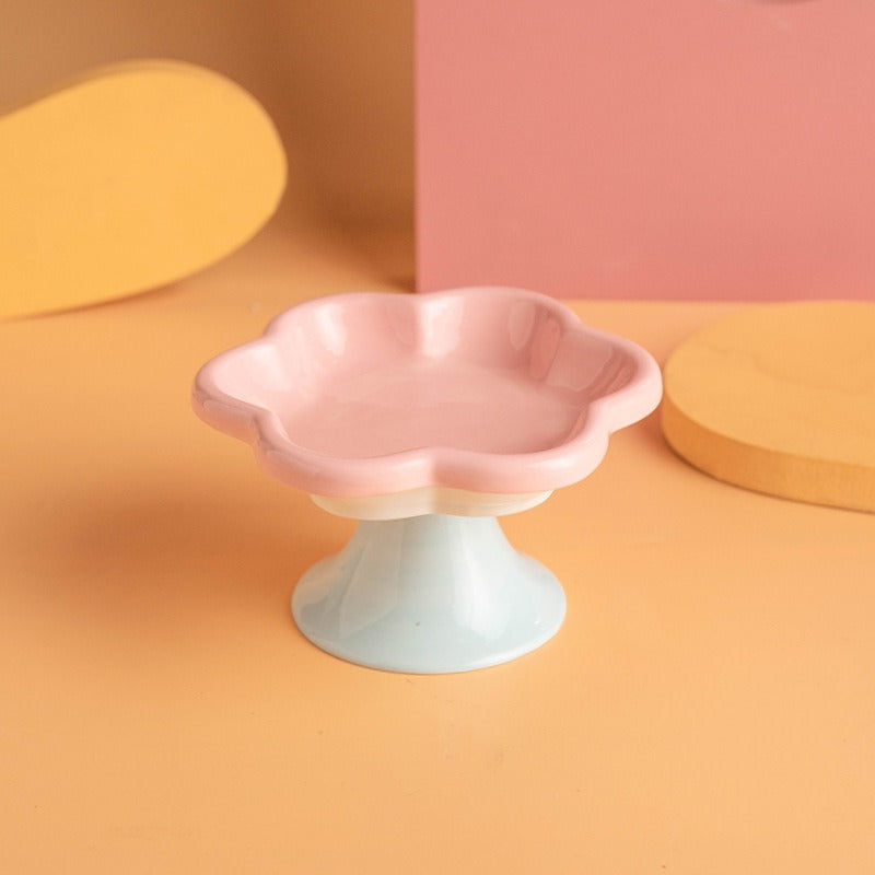 Three-colored ceramic flower bowl