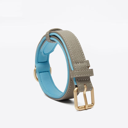 Luxurious two-tone leather dog collar with personal engraving