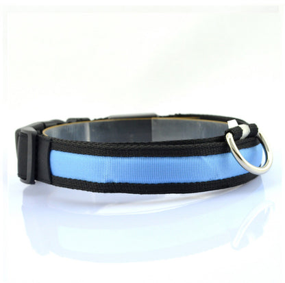 Adjustable dog collar with LED light and reflex