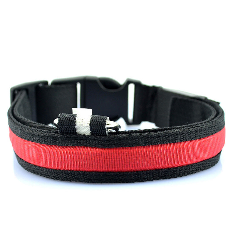 Adjustable dog collar with LED light and reflex