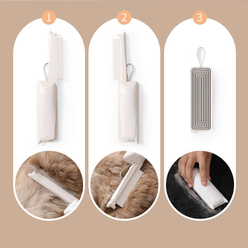 3-in-1 retractable cat combs and cat deshedding