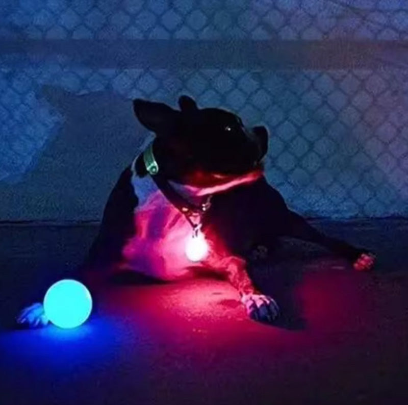 Durable rubber ball with changing LED light for outdoor play in the dark