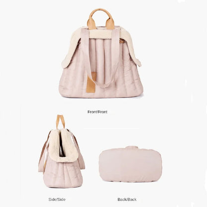 Trendy transport bag for dogs with faux fur interior