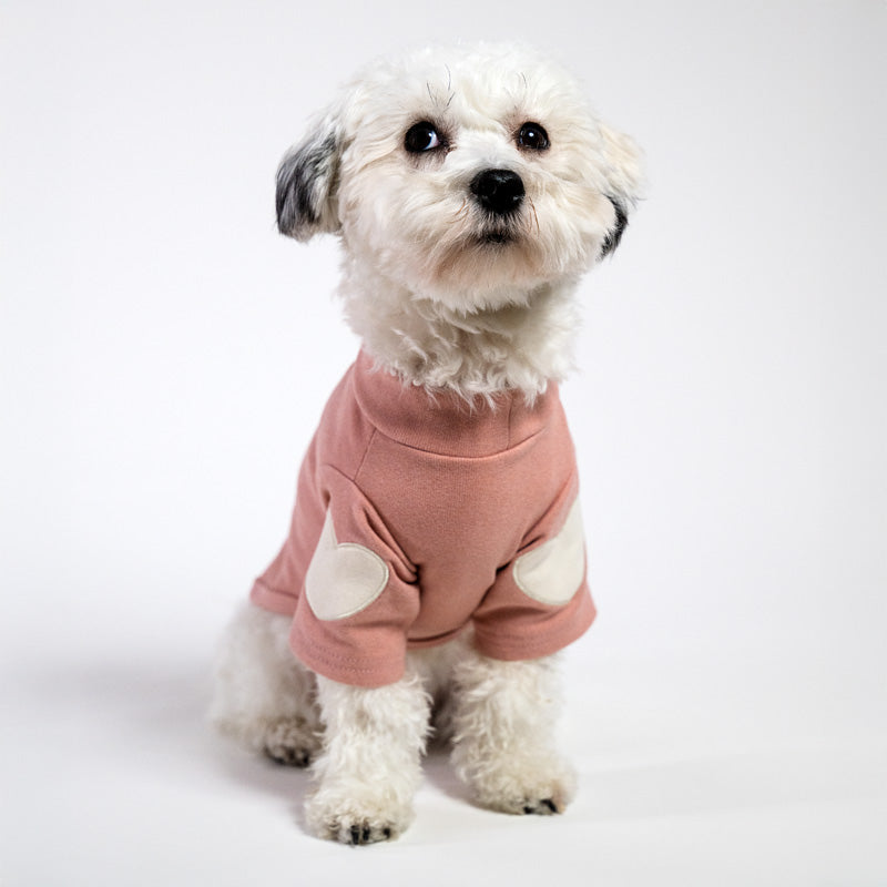 Soft dog sweater in brushed jersey and heart details