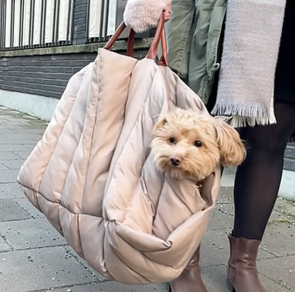 2-in-1 padded dog bag that easily converts into a comfortable car bed