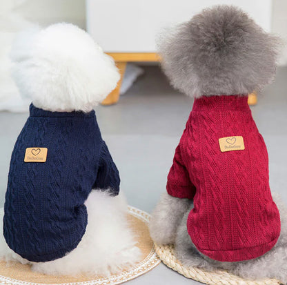 Cable knit wool sweater for dogs