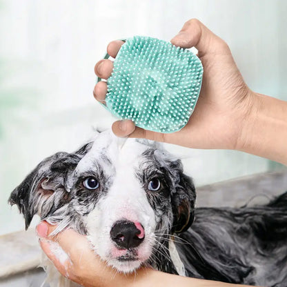 Massage brush with soap container